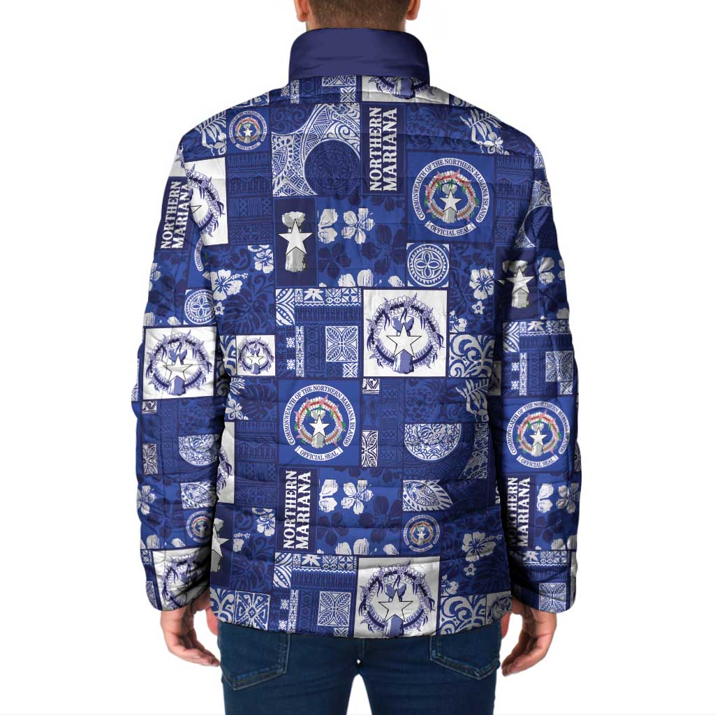 Northern Mariana Islands Magof Nochebuena Padded Jacket Pacific Patchwork Xmas Vibes LT9 - Polynesian Pride
