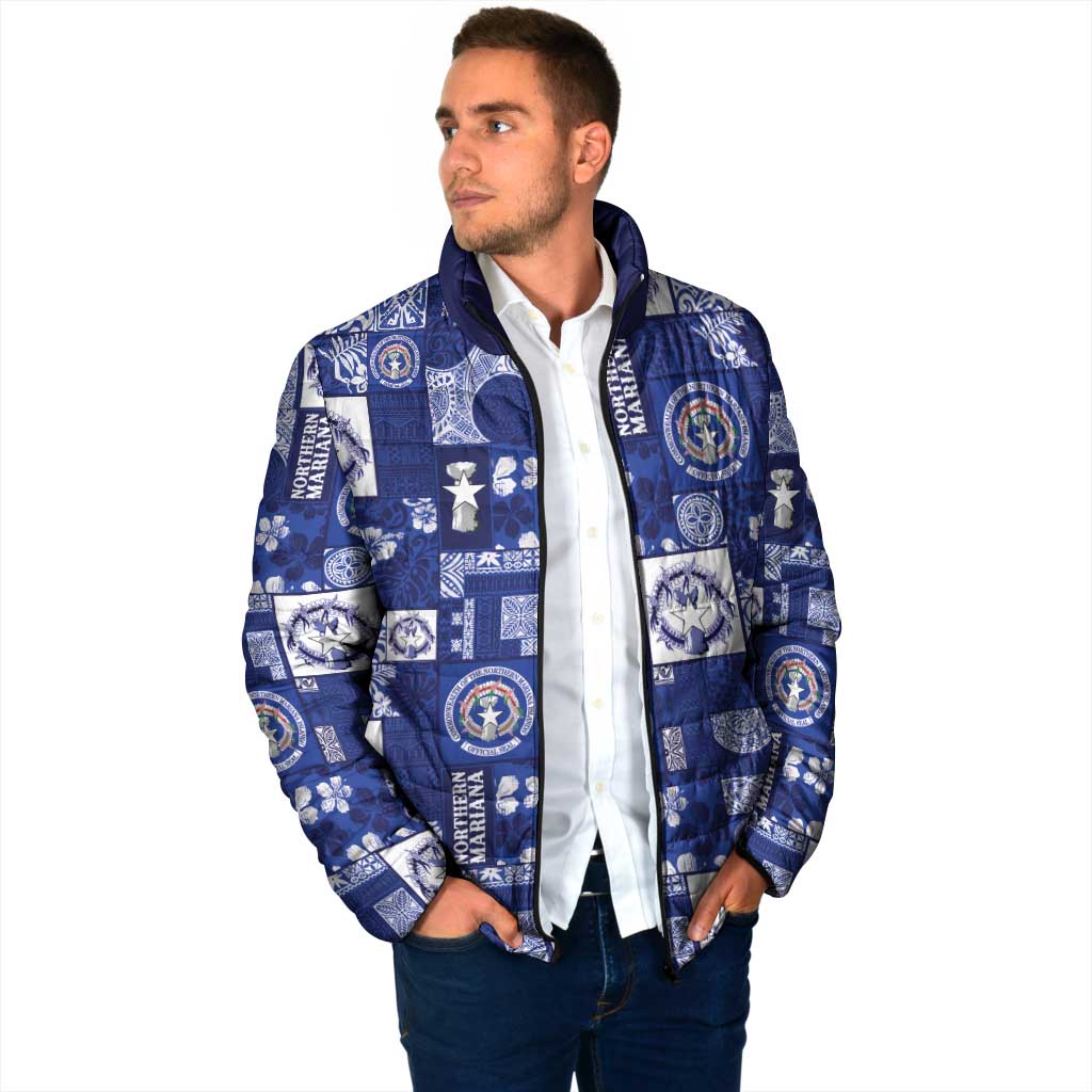 Northern Mariana Islands Magof Nochebuena Padded Jacket Pacific Patchwork Xmas Vibes LT9 - Polynesian Pride
