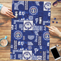 Northern Mariana Islands Magof Nochebuena Puzzle Pacific Patchwork Xmas Vibes LT9 Blue - Polynesian Pride