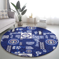Northern Mariana Islands Magof Nochebuena Round Carpet Pacific Patchwork Xmas Vibes - Polynesian Pride