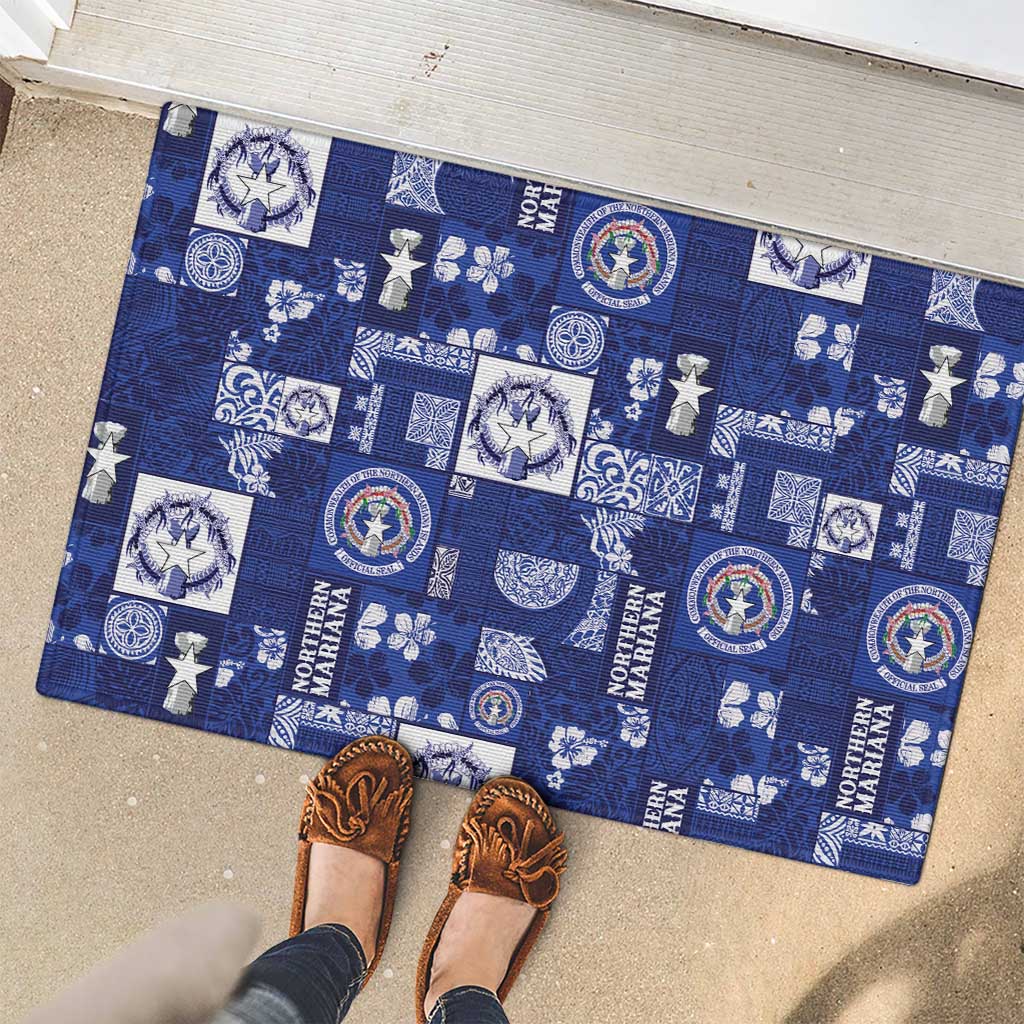 Northern Mariana Islands Magof Nochebuena Rubber Doormat Pacific Patchwork Xmas Vibes LT9 - Polynesian Pride