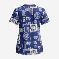 Northern Mariana Islands Magof Nochebuena Scrub Top Pacific Patchwork Xmas Vibes LT9 - Polynesian Pride
