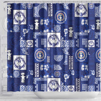 Northern Mariana Islands Magof Nochebuena Shower Curtain Pacific Patchwork Xmas Vibes - Polynesian Pride