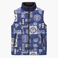 Northern Mariana Islands Magof Nochebuena Sleeveless Puffer Jacket Pacific Patchwork Xmas Vibes LT9 Unisex Blue - Polynesian Pride