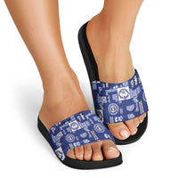 Northern Mariana Islands Magof Nochebuena Slide Sandals Pacific Patchwork Xmas Vibes LT9 - Polynesian Pride
