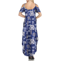 Northern Mariana Islands Magof Nochebuena Summer Maxi Dress Pacific Patchwork Xmas Vibes - Polynesian Pride
