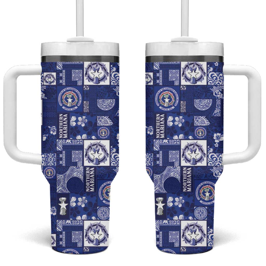 Northern Mariana Islands Magof Nochebuena Tumbler With Handle Pacific Patchwork Xmas Vibes - Polynesian Pride