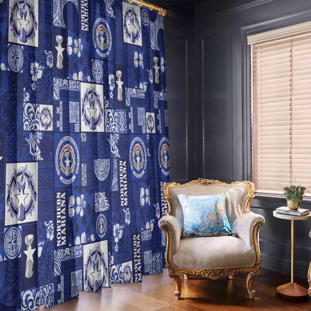 Northern Mariana Islands Magof Nochebuena Window Curtain Pacific Patchwork Xmas Vibes LT9 - Polynesian Pride