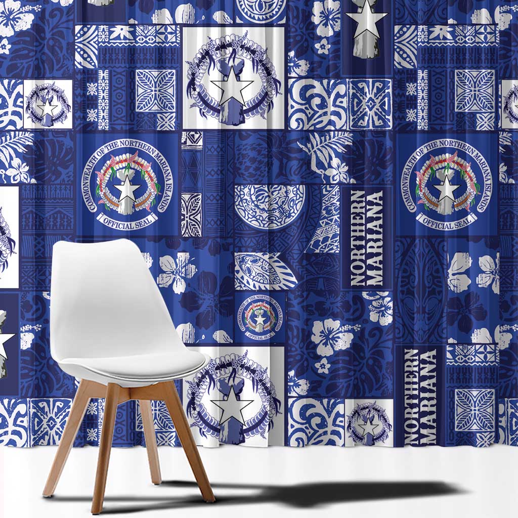 Northern Mariana Islands Magof Nochebuena Window Curtain Pacific Patchwork Xmas Vibes LT9 - Polynesian Pride