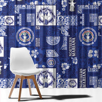 Northern Mariana Islands Magof Nochebuena Window Curtain Pacific Patchwork Xmas Vibes LT9 - Polynesian Pride