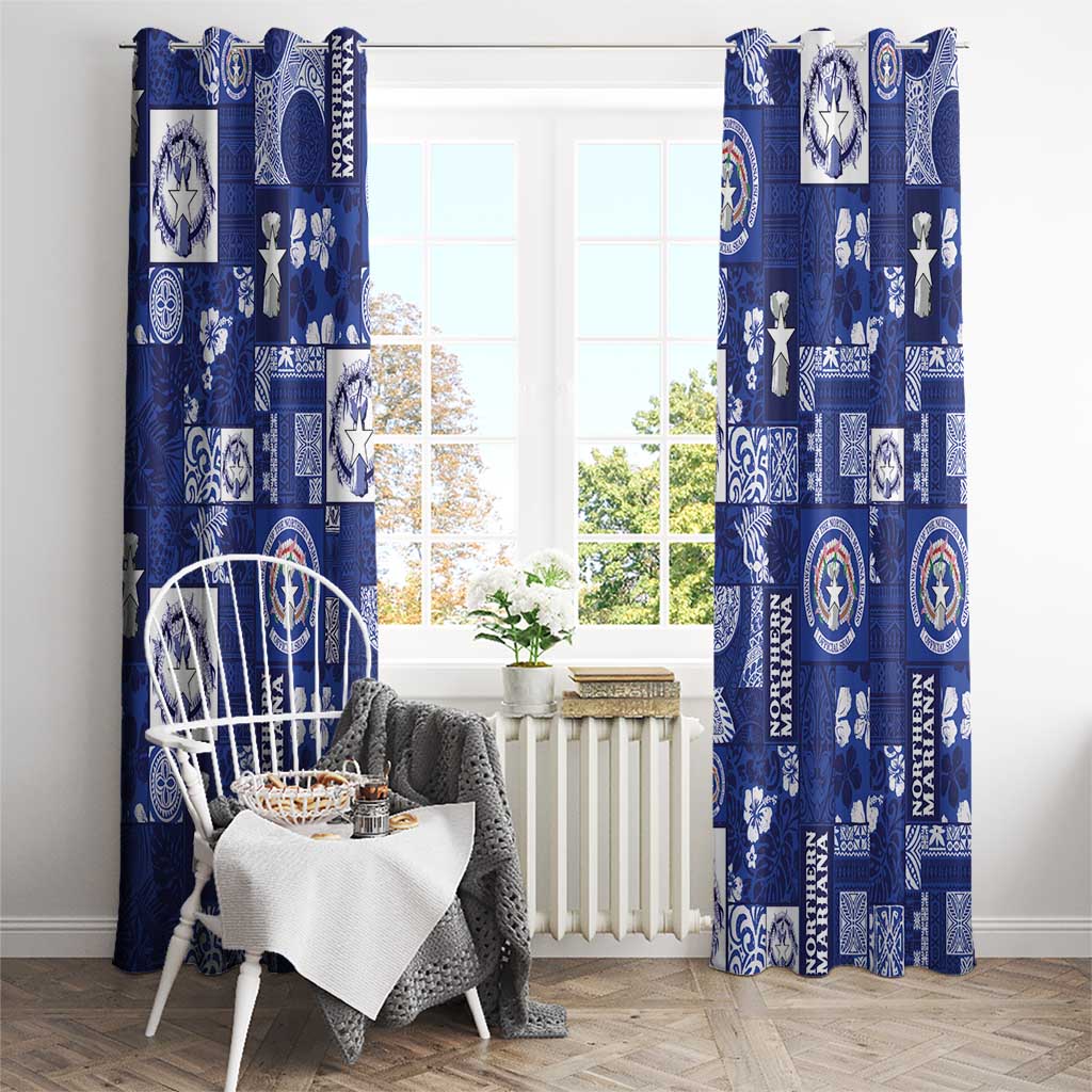 Northern Mariana Islands Magof Nochebuena Window Curtain Pacific Patchwork Xmas Vibes LT9 - Polynesian Pride
