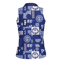 Northern Mariana Islands Magof Nochebuena Women Sleeveless Polo Shirt Pacific Patchwork Xmas Vibes - Polynesian Pride