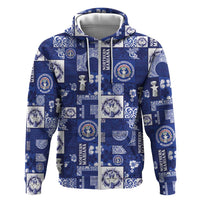 Northern Mariana Islands Magof Nochebuena Zip Hoodie Pacific Patchwork Xmas Vibes LT9 Zip Hoodie Blue - Polynesian Pride