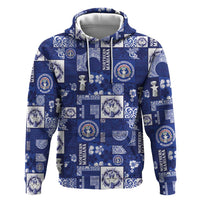 Northern Mariana Islands Magof Nochebuena Zip Hoodie Pacific Patchwork Xmas Vibes LT9 Pullover Hoodie Blue - Polynesian Pride