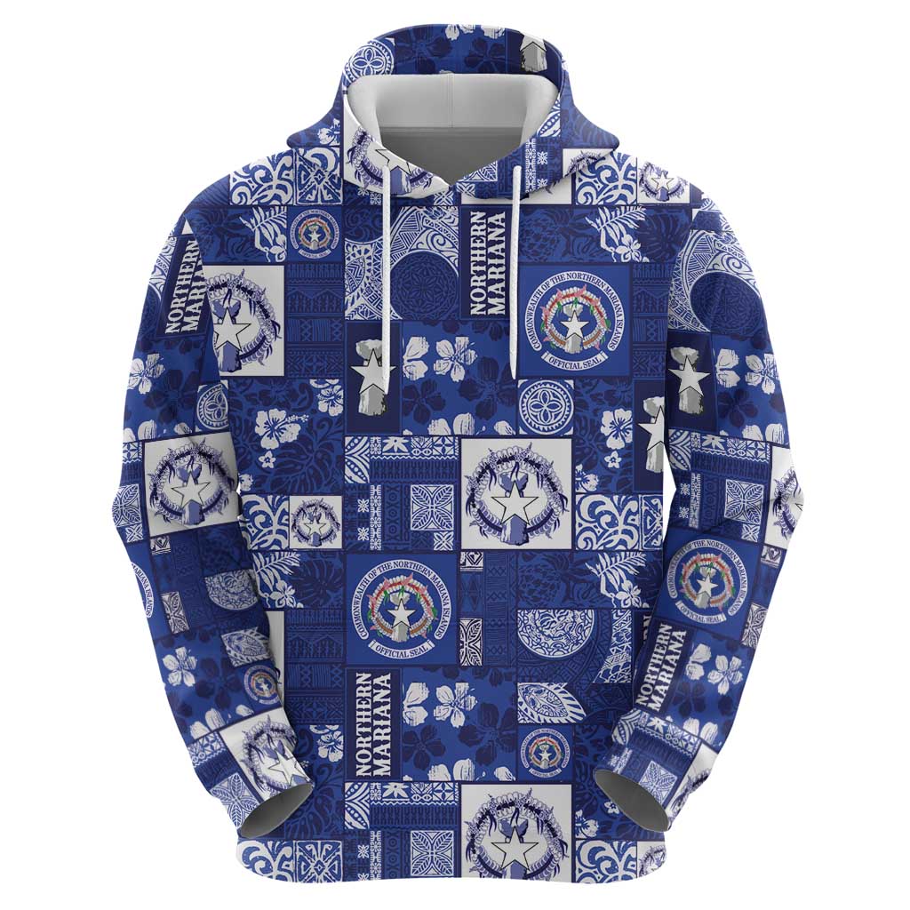 Northern Mariana Islands Magof Nochebuena Zip Hoodie Pacific Patchwork Xmas Vibes LT9 - Polynesian Pride