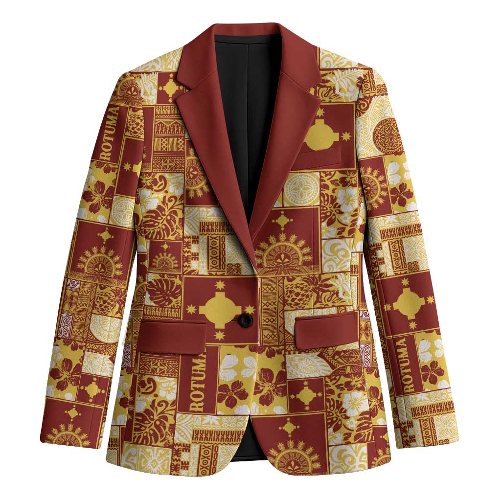 Rotuma Faiakse'ea 'e Kirisimasi Blazer Pacific Patchwork Xmas Vibes LT9 Unisex Red - Polynesian Pride