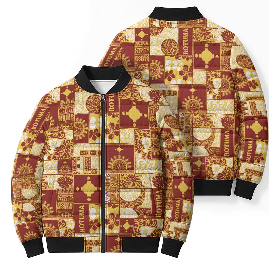 Rotuma Faiakse'ea 'e Kirisimasi Bomber Puffer Jacket Pacific Patchwork Xmas Vibes LT9 - Polynesian Pride