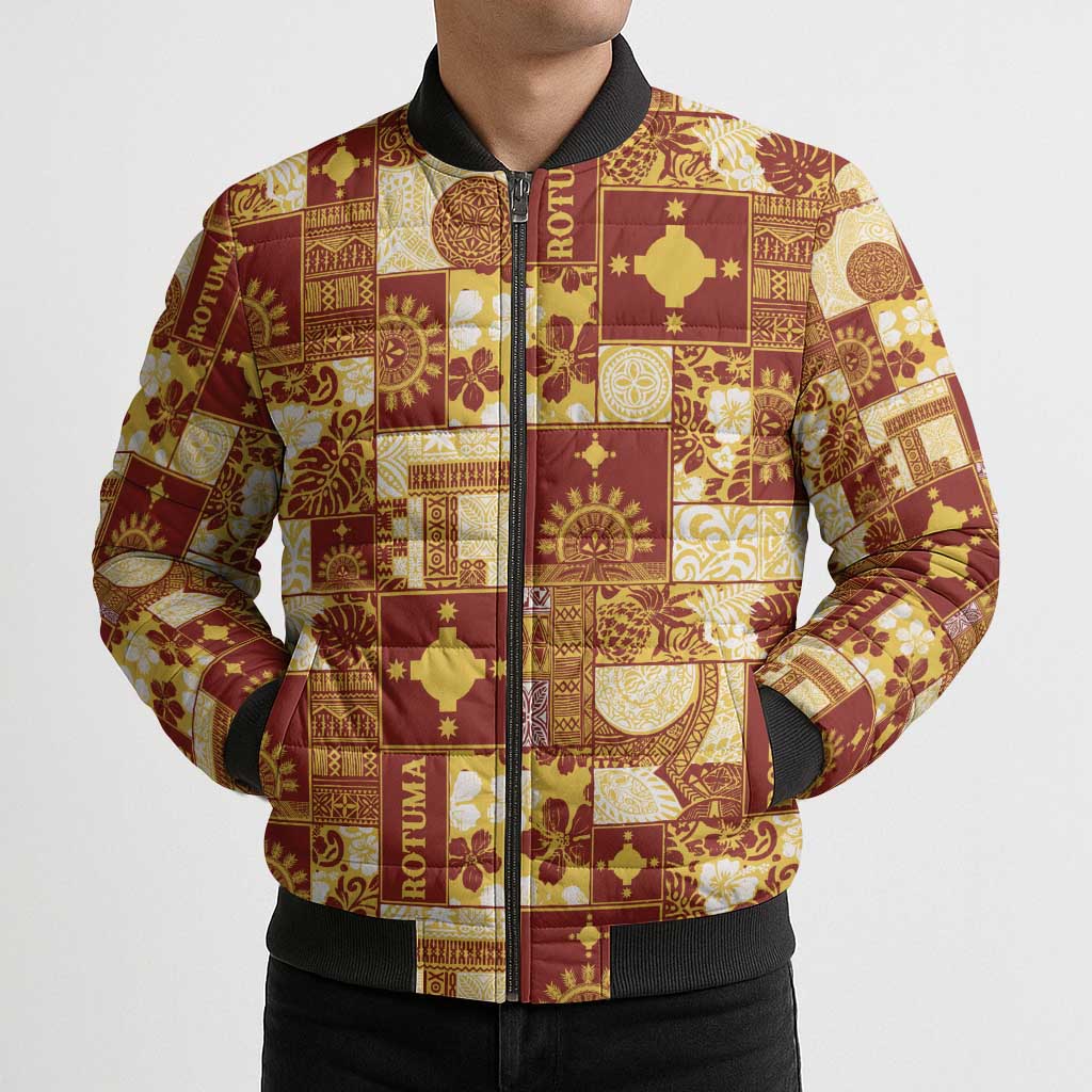 Rotuma Faiakse'ea 'e Kirisimasi Bomber Puffer Jacket Pacific Patchwork Xmas Vibes LT9 - Polynesian Pride