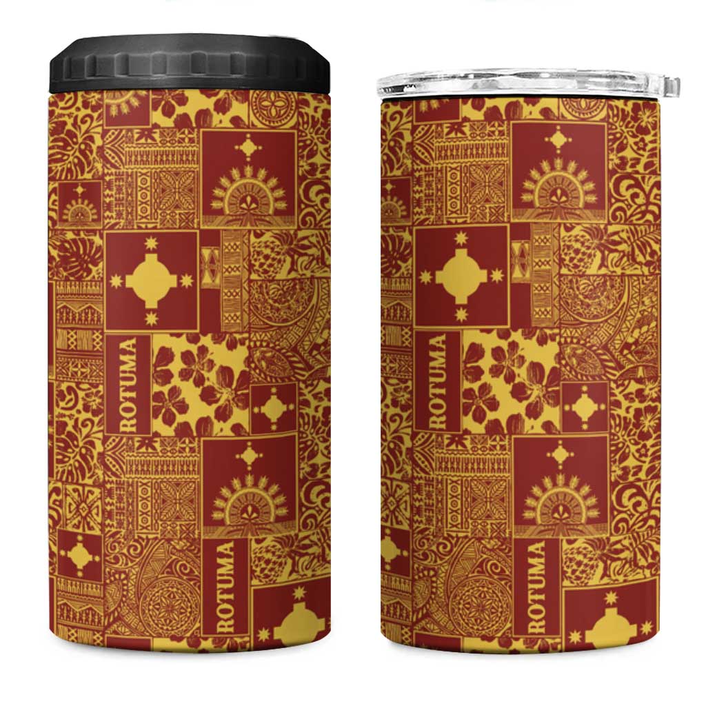 Rotuma Faiakse'ea 'e Kirisimasi 4 in 1 Can Cooler Tumbler Pacific Patchwork Xmas Vibes LT9 One Size: 16 oz Red - Polynesian Pride