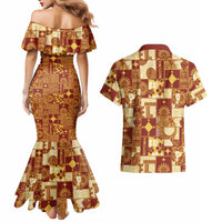 Rotuma Faiakse'ea 'e Kirisimasi Couples Matching Mermaid Dress and Hawaiian Shirt Pacific Patchwork Xmas Vibes LT9 - Polynesian Pride