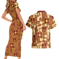 Rotuma Faiakse'ea 'e Kirisimasi Couples Matching Short Sleeve Bodycon Dress and Hawaiian Shirt Pacific Patchwork Xmas Vibes - Polynesian Pride