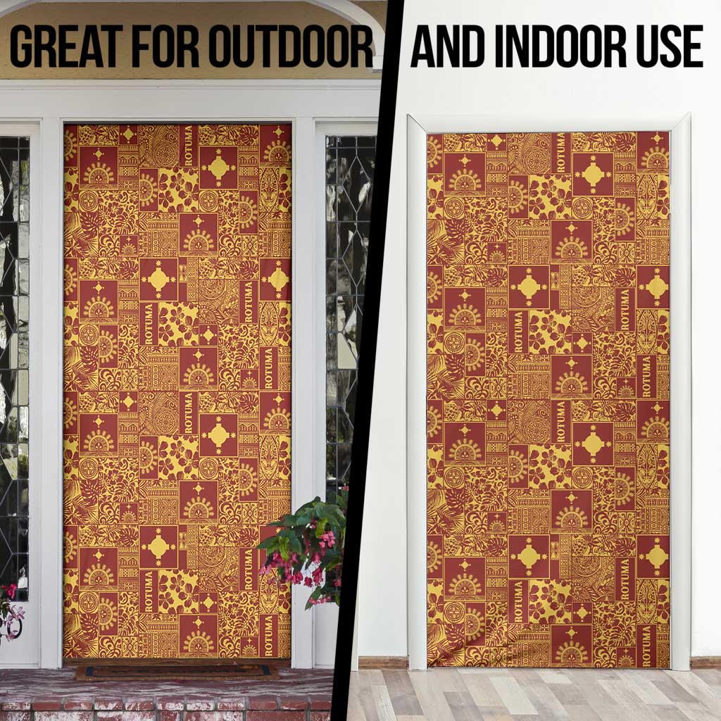 Rotuma Faiakse'ea 'e Kirisimasi Door Cover Pacific Patchwork Xmas Vibes - Polynesian Pride