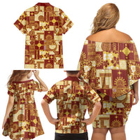 Rotuma Faiakse'ea 'e Kirisimasi Family Matching Off Shoulder Short Dress and Hawaiian Shirt Pacific Patchwork Xmas Vibes LT9 - Polynesian Pride