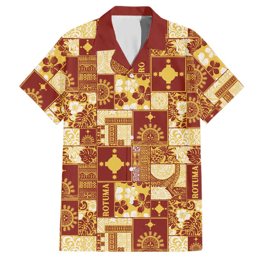 Rotuma Faiakse'ea 'e Kirisimasi Family Matching Off Shoulder Short Dress and Hawaiian Shirt Pacific Patchwork Xmas Vibes LT9 Dad's Shirt - Short Sleeve Red - Polynesian Pride