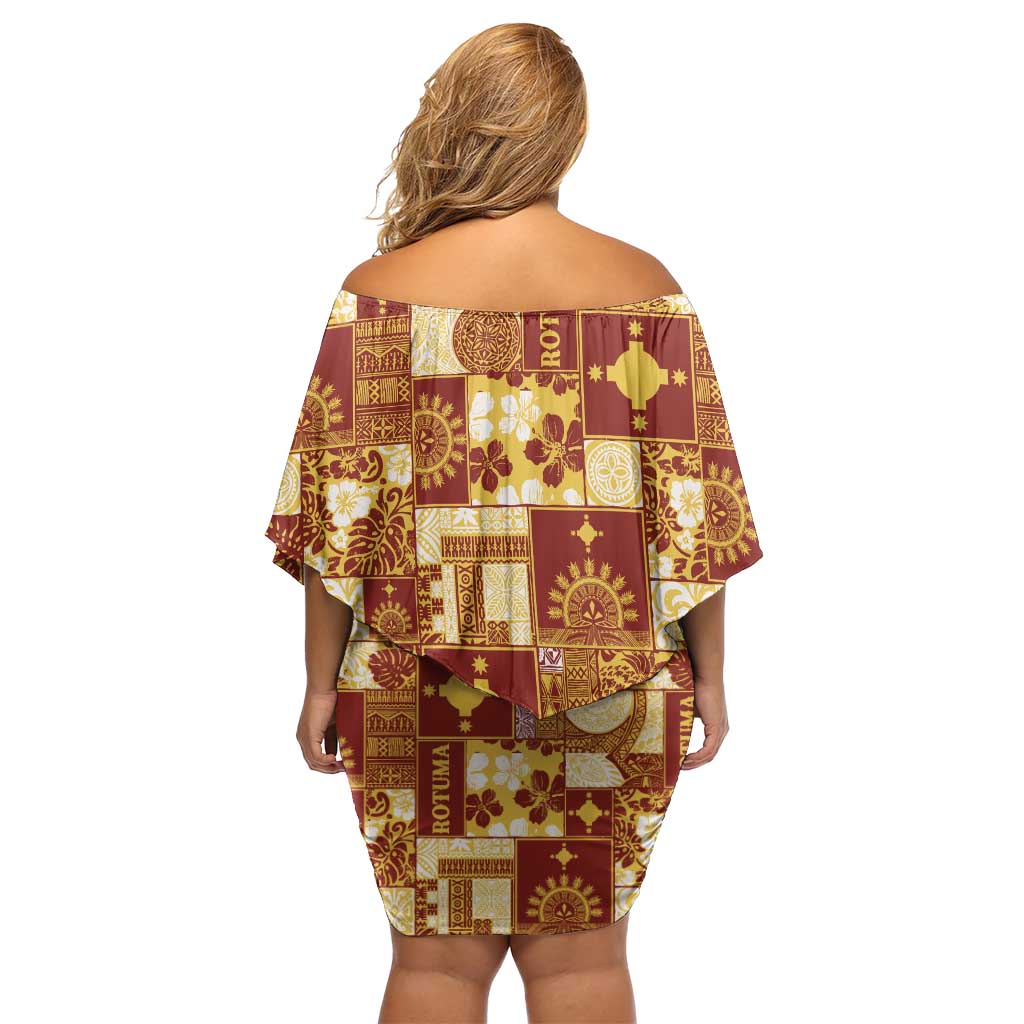 Rotuma Faiakse'ea 'e Kirisimasi Family Matching Off Shoulder Short Dress and Hawaiian Shirt Pacific Patchwork Xmas Vibes LT9 - Polynesian Pride