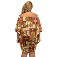 Rotuma Faiakse'ea 'e Kirisimasi Family Matching Off Shoulder Short Dress and Hawaiian Shirt Pacific Patchwork Xmas Vibes LT9 - Polynesian Pride