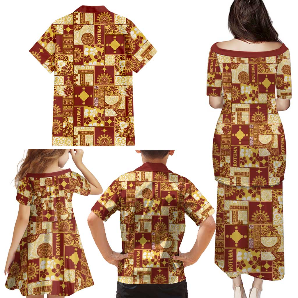 Rotuma Faiakse'ea 'e Kirisimasi Family Matching Puletasi and Hawaiian Shirt Pacific Patchwork Xmas Vibes - Polynesian Pride