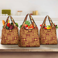 Rotuma Faiakse'ea 'e Kirisimasi Grocery Bag Pacific Patchwork Xmas Vibes LT9 3-pack One Size Red - Polynesian Pride