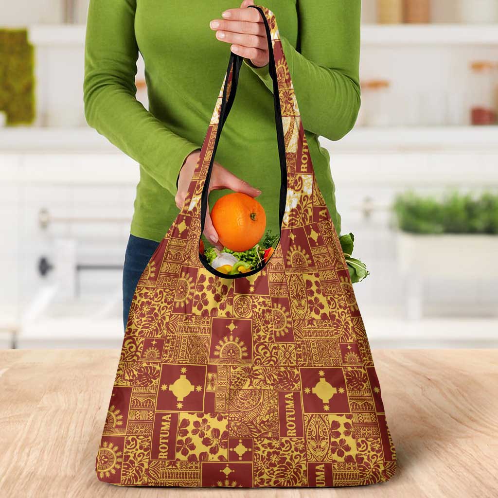 Rotuma Faiakse'ea 'e Kirisimasi Grocery Bag Pacific Patchwork Xmas Vibes LT9 - Polynesian Pride