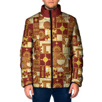 Rotuma Faiakse'ea 'e Kirisimasi Padded Jacket Pacific Patchwork Xmas Vibes LT9 Men Red - Polynesian Pride