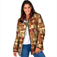 Rotuma Faiakse'ea 'e Kirisimasi Padded Jacket Pacific Patchwork Xmas Vibes LT9 Women Red - Polynesian Pride