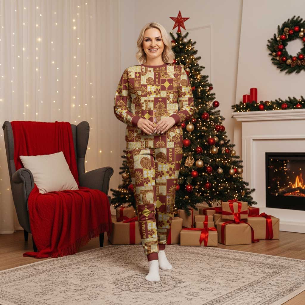 Rotuma Faiakse'ea 'e Kirisimasi Christmas Pajama Set Pacific Patchwork Xmas Vibes - Polynesian Pride