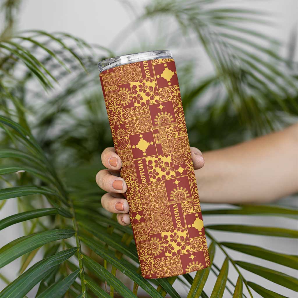 Rotuma Faiakse'ea 'e Kirisimasi Skinny Tumbler Pacific Patchwork Xmas Vibes - Polynesian Pride
