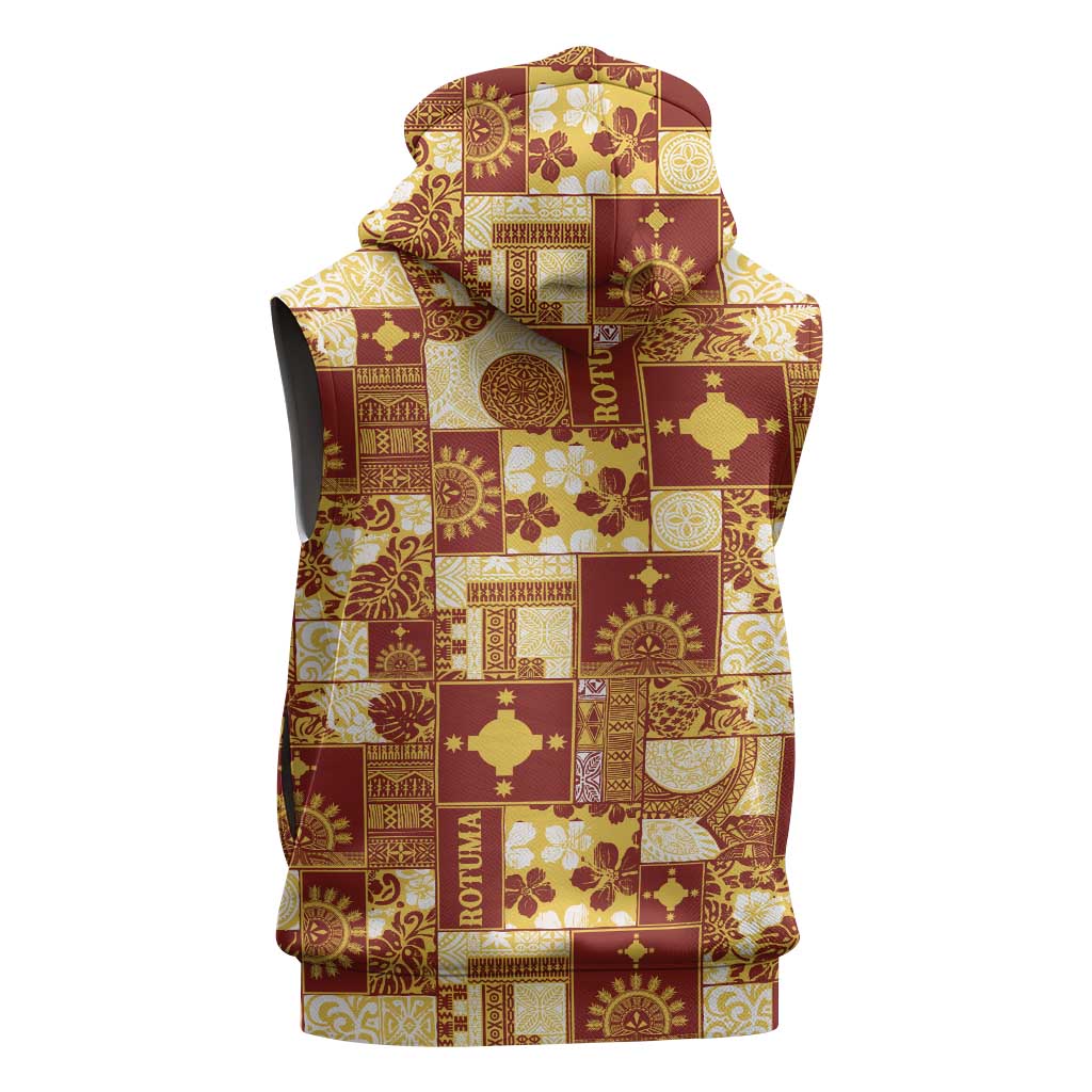 Rotuma Faiakse'ea 'e Kirisimasi Sleeveless Hoodie Pacific Patchwork Xmas Vibes LT9 - Polynesian Pride