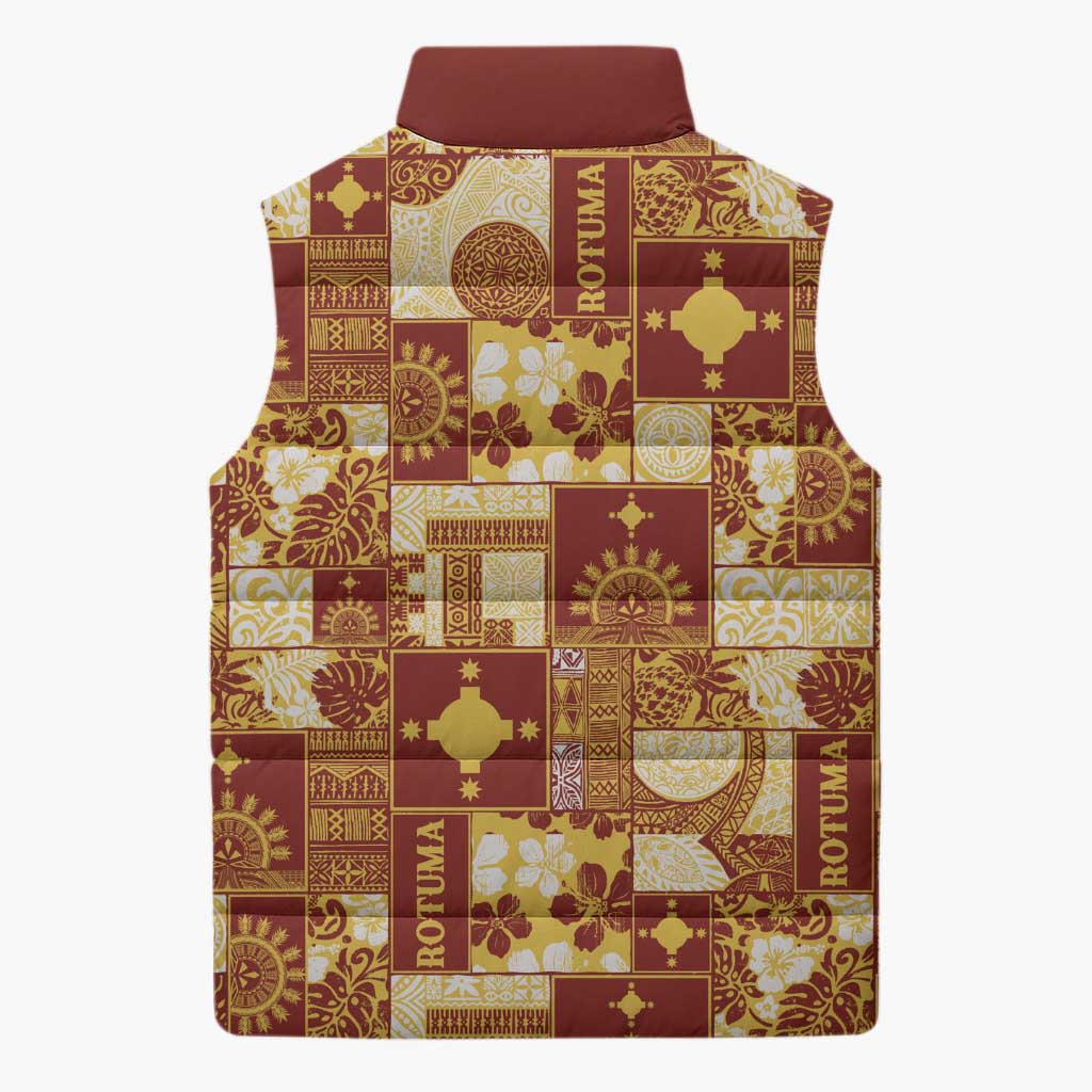 Rotuma Faiakse'ea 'e Kirisimasi Sleeveless Puffer Jacket Pacific Patchwork Xmas Vibes LT9 - Polynesian Pride