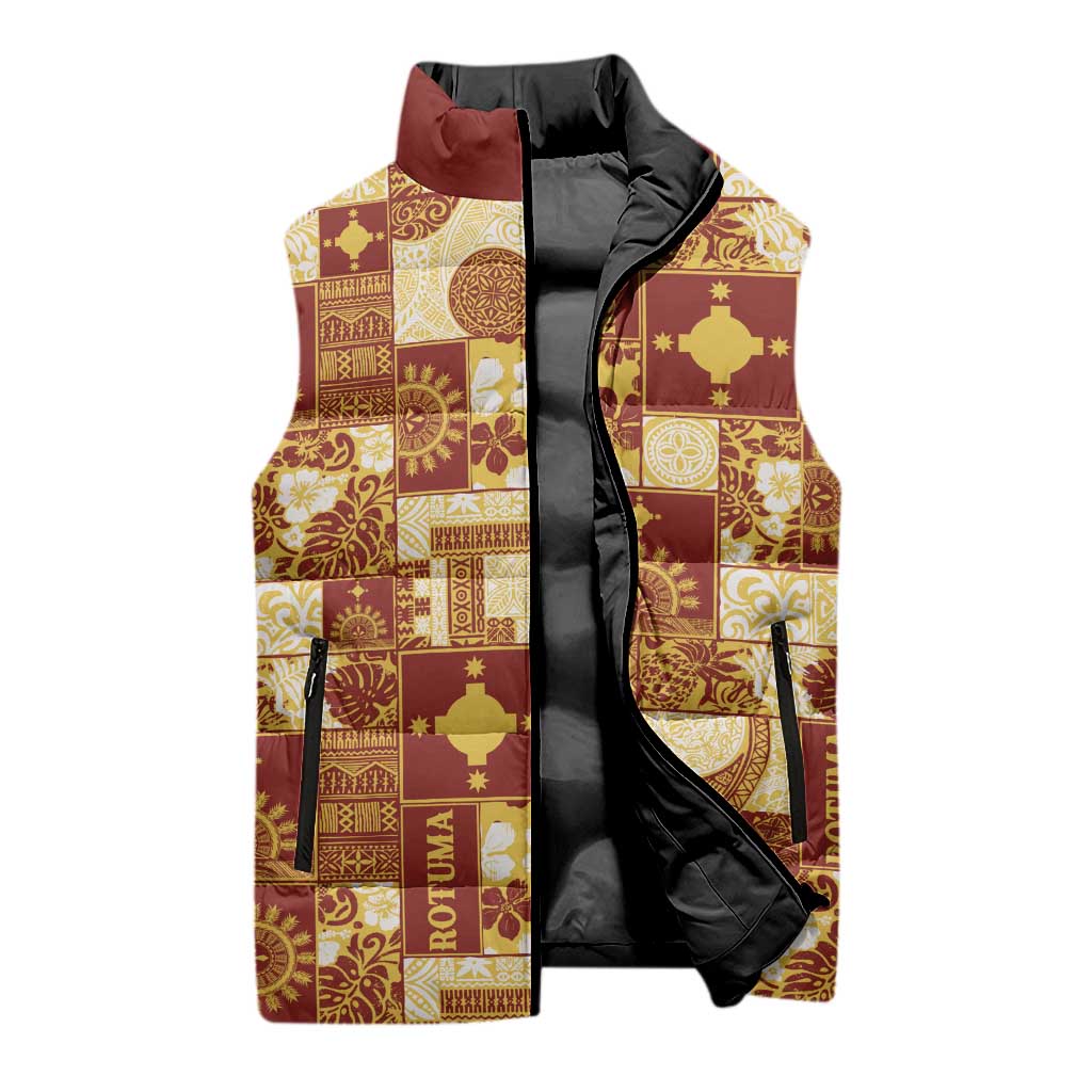 Rotuma Faiakse'ea 'e Kirisimasi Sleeveless Puffer Jacket Pacific Patchwork Xmas Vibes LT9 - Polynesian Pride