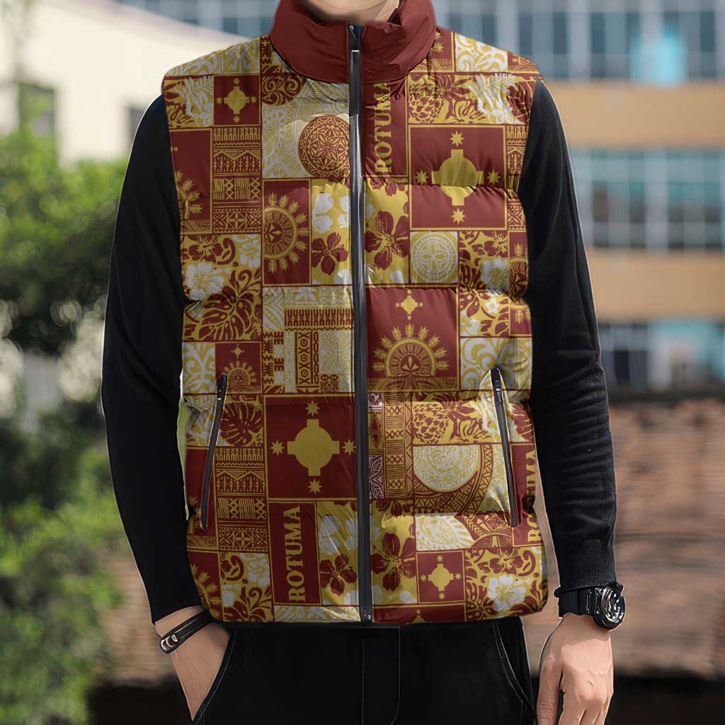 Rotuma Faiakse'ea 'e Kirisimasi Sleeveless Puffer Jacket Pacific Patchwork Xmas Vibes LT9 - Polynesian Pride