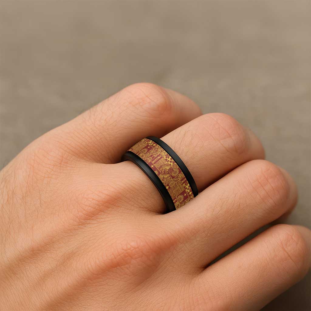 Rotuma Faiakse'ea 'e Kirisimasi Spinner Ring Pacific Patchwork Xmas Vibes - Polynesian Pride
