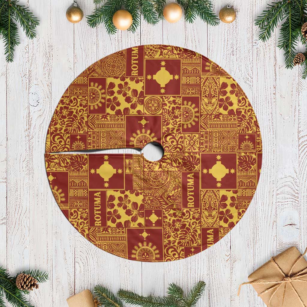 Rotuma Faiakse'ea 'e Kirisimasi Tree Skirt Pacific Patchwork Xmas Vibes - Polynesian Pride