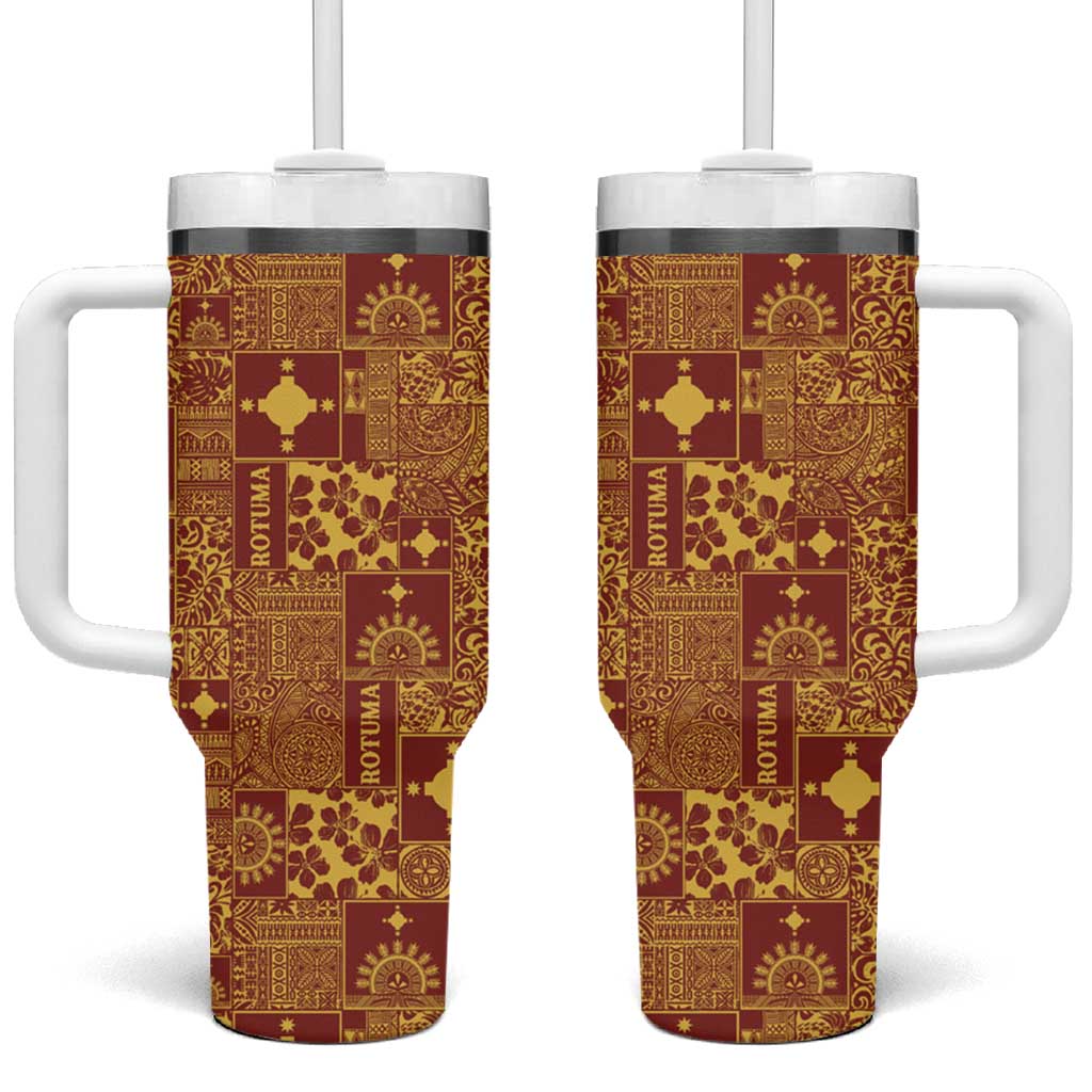 Rotuma Faiakse'ea 'e Kirisimasi Tumbler With Handle Pacific Patchwork Xmas Vibes - Polynesian Pride