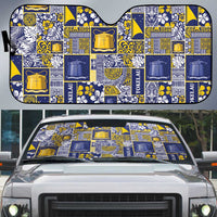 Tokelau Manuia te Kilihimahi Auto Sun Shade Pacific Patchwork Xmas Vibes LT9 Blue - Polynesian Pride