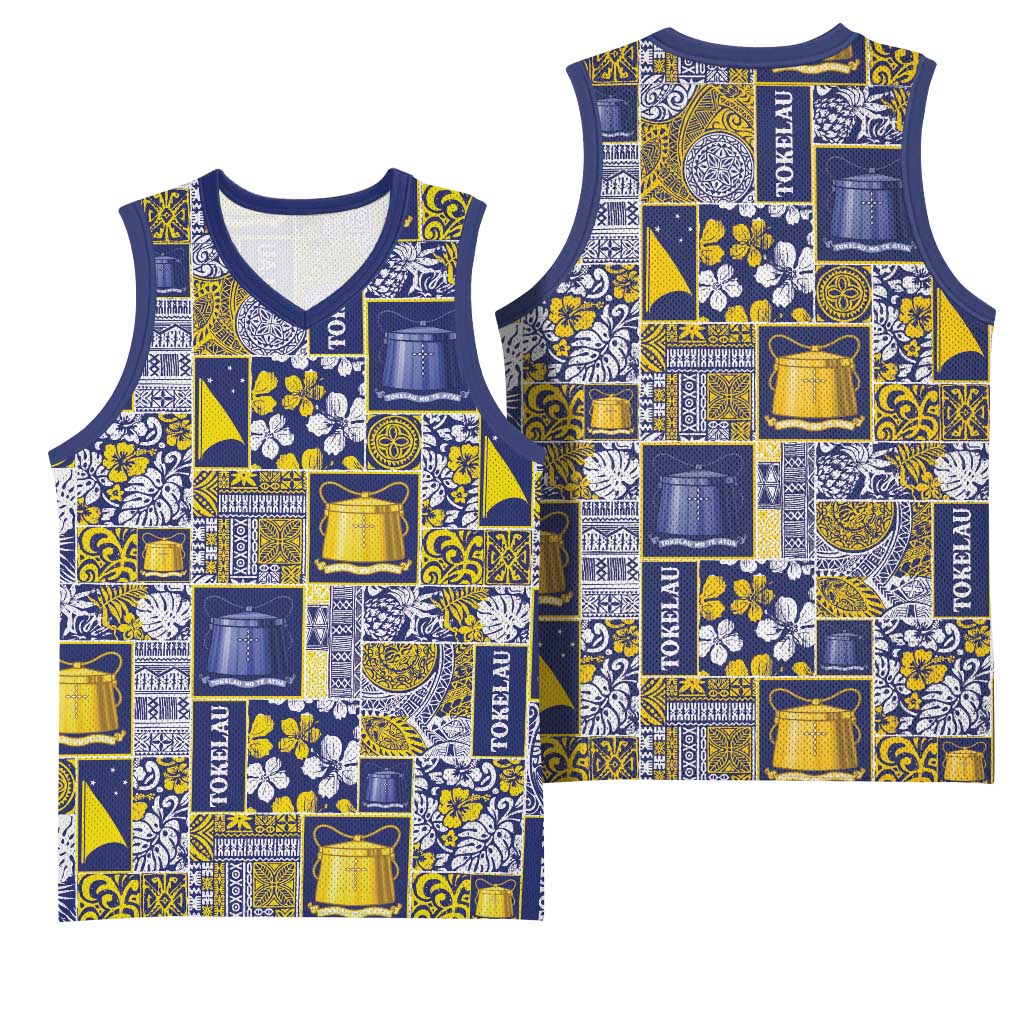 Tokelau Manuia te Kilihimahi Basketball Jersey Pacific Patchwork Xmas Vibes LT9 - Polynesian Pride