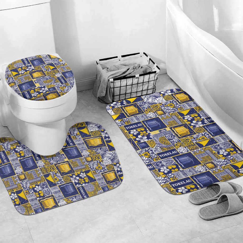 Tokelau Manuia te Kilihimahi Bathroom Set Pacific Patchwork Xmas Vibes LT9 Mat Set Only (3 pcs) One Size Blue - Polynesian Pride