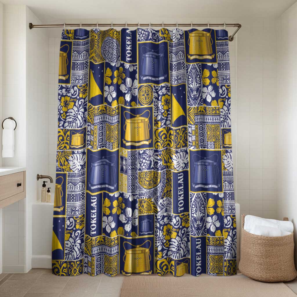 Tokelau Manuia te Kilihimahi Bathroom Set Pacific Patchwork Xmas Vibes LT9 Shower Curtain Only Blue - Polynesian Pride