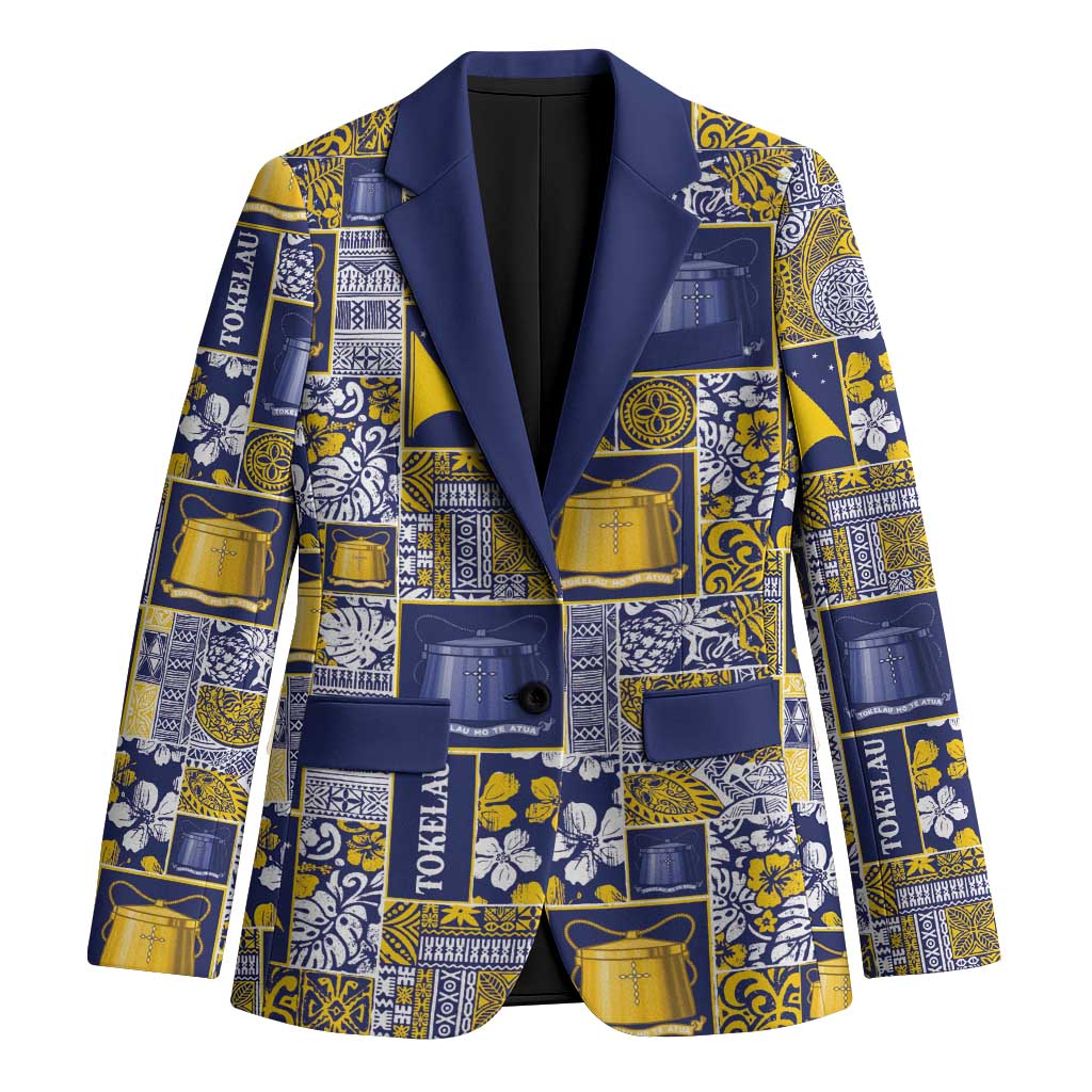Tokelau Manuia te Kilihimahi Blazer Pacific Patchwork Xmas Vibes LT9 Unisex Blue - Polynesian Pride