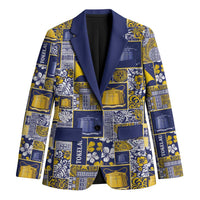 Tokelau Manuia te Kilihimahi Blazer Pacific Patchwork Xmas Vibes LT9 Unisex Blue - Polynesian Pride